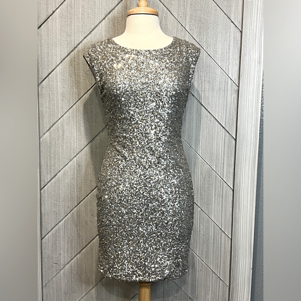 Heartloom Silver Sequin Party Dress Size L